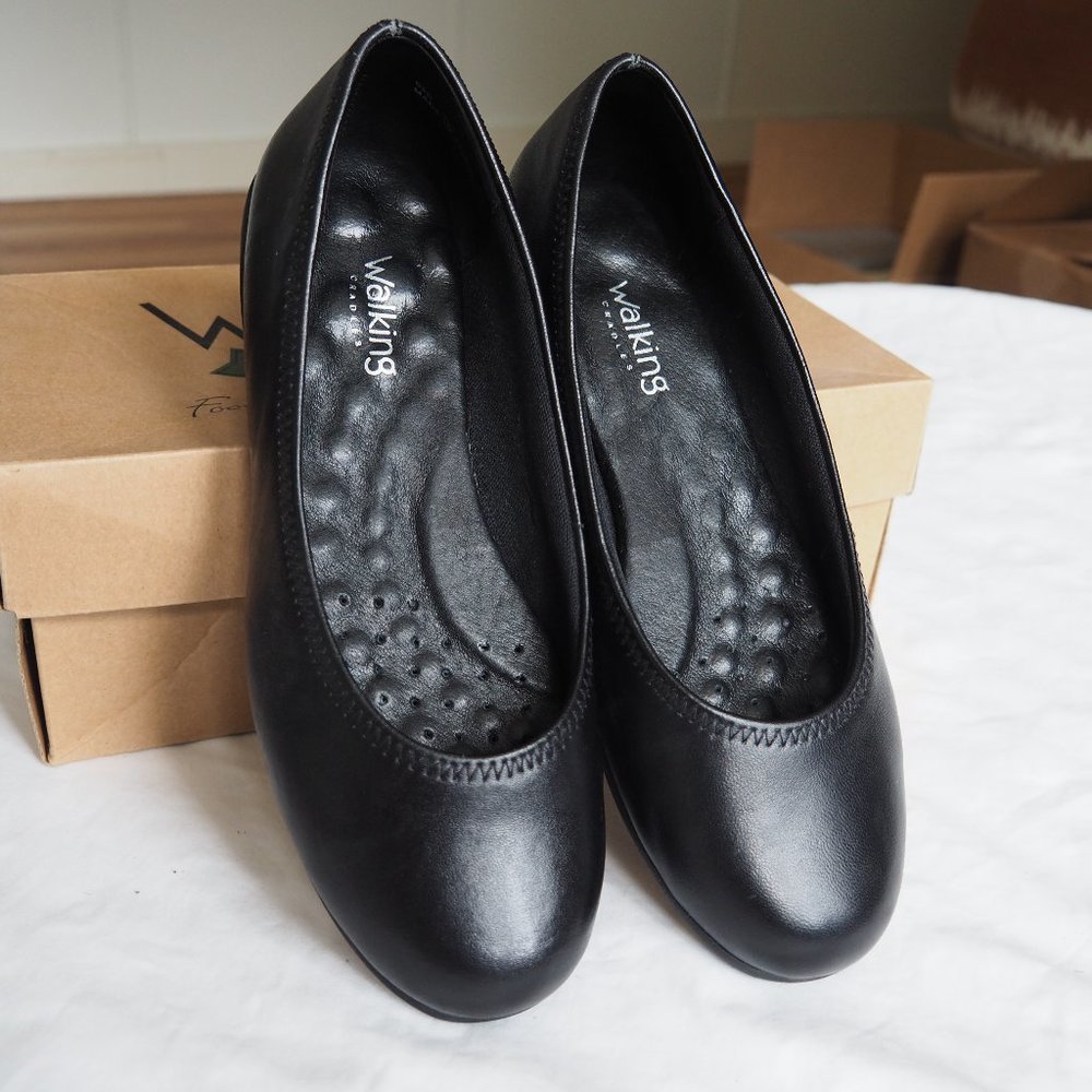 Walking Cradle Faye Skimmer - Black Leather Size 6.5